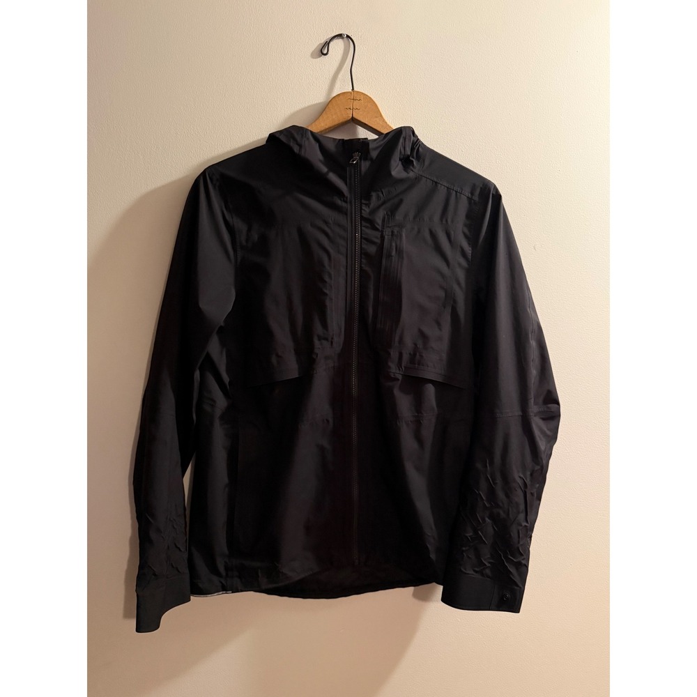 Lululemon Mens Black Hooded Windbreaker Full Zip Jacket Medium Reflective Vent
